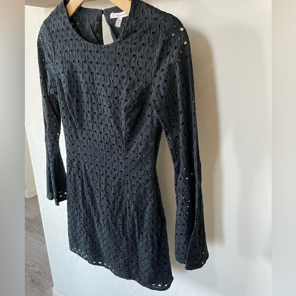 Anthro/ Avec Les Filles| Black Eyelet Dress with Bell Sleeves, Size XS••• - Picture 4 of 15